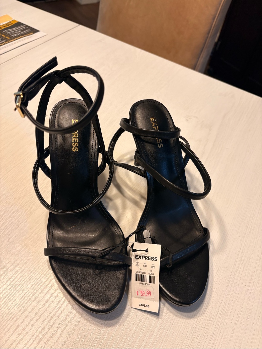 Express Black Strappy Ankle-Heel Sandals